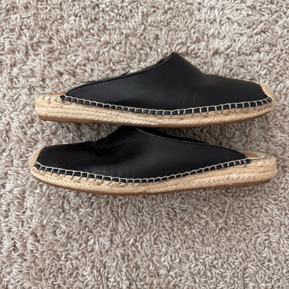 Dolce Vita Black Mules with Espadrille Sole Slip-On